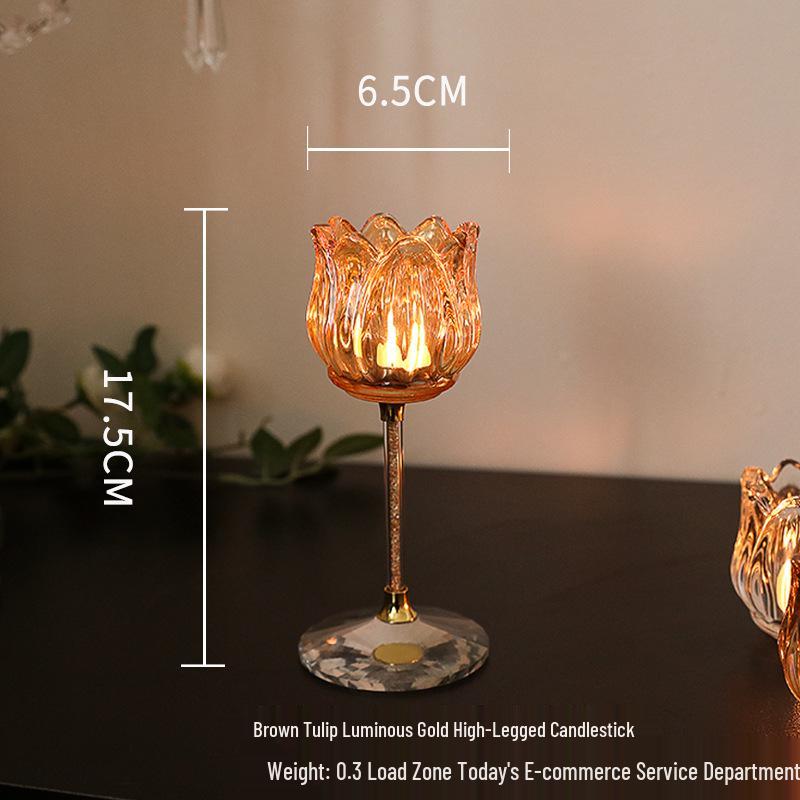 Nordic Glass Flower Candle Holder – Elegant, Lightweight, High-Footed Romantic Table Decoration.