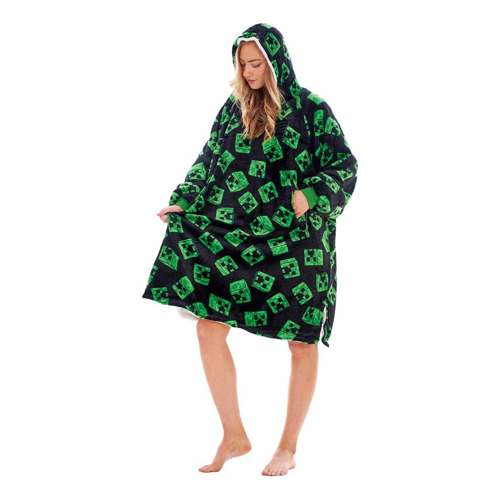 Minecraft Unisex Adult Fleece Sherpa Lined Oversized Blanket Hoodie
