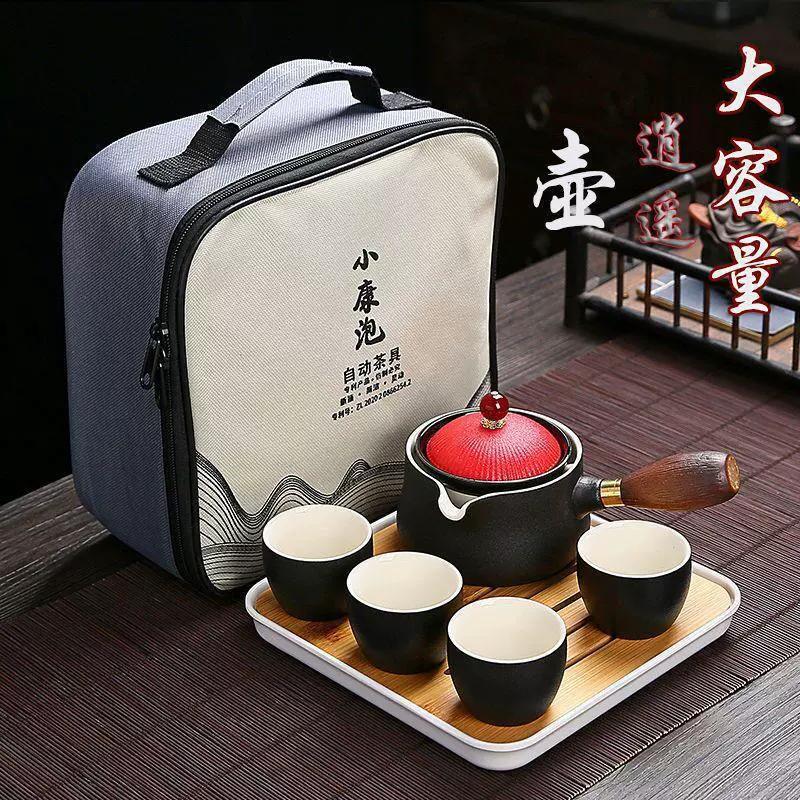 Chinese Style Kung Fu Travel Ceramic Tea Set Portable Teapot Set with 360 Rotation Tea Make Teacup Cup for Tea Gift Bag 2025 New