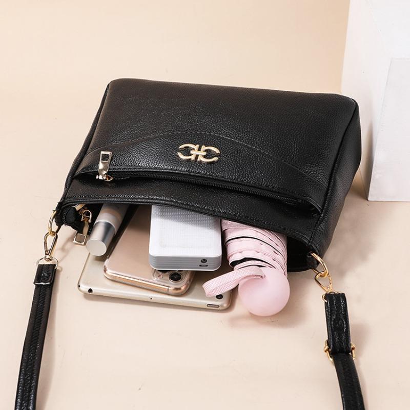 Bag Women's Night Market New Large-capacity Women's Shoulder Bag Solid Color Lychee Pattern Oblique Span Bag