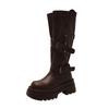 Thick-soled belt buckle boots locomotive autumn new super fire retro versatile knight heightening boots versatile