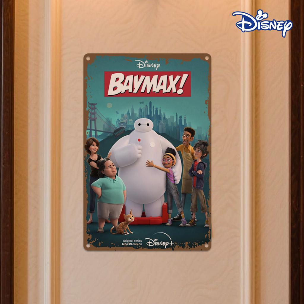 1pc Disney Baymax & Friends Metal Tin Sign - 20.32x30.48 cm Colorful Animated Adventure Art Wall Decor, Durable Iron Motivationa