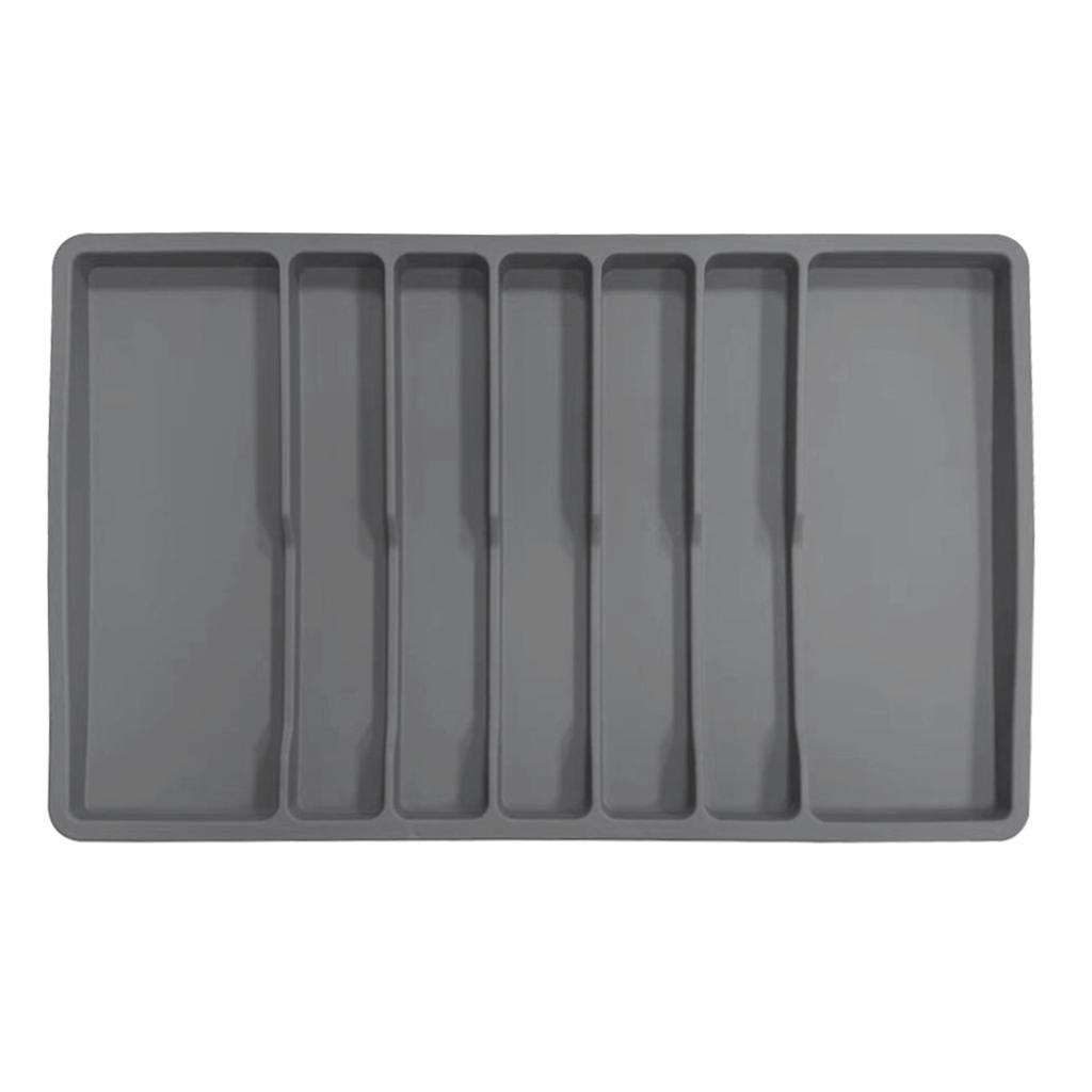 Flexible Silicone Cutlery Tray with Seven Compartments Non Slip Silverware Drawer Organizer Kitchen Utensil Holder