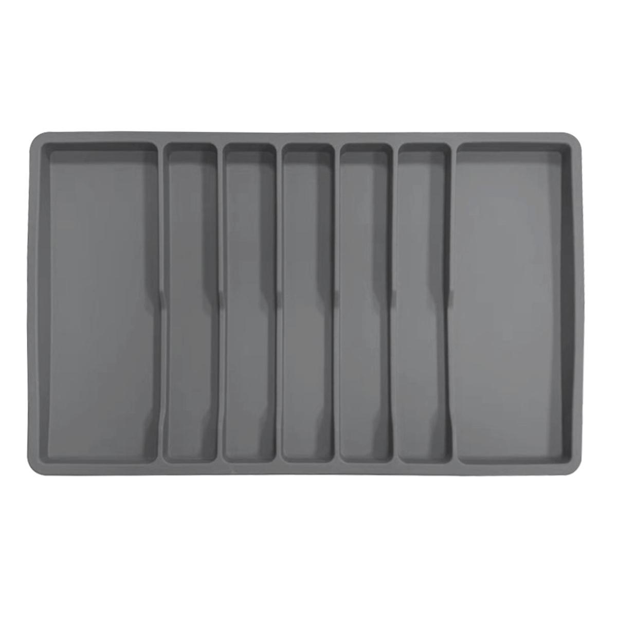 Flexible Silicone Cutlery Tray with Seven Compartments Non Slip Silverware Drawer Organizer Kitchen Utensil Holder серый