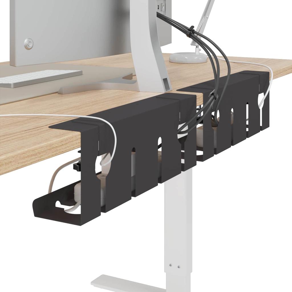Under Desk Cable Management Tray 2 Pcs Black
