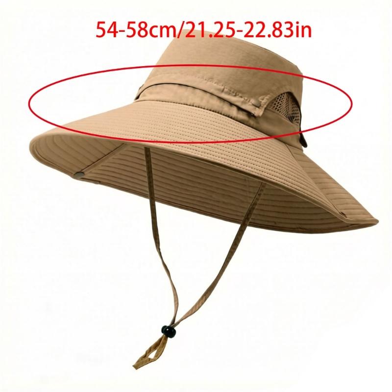Adjustable Wide Brims Sun Hat For Men With Removable Top Panel Breathable Outdoor Fishing Cap Sun Protections