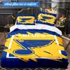 3PCS Louis Blues Hockey Team Bedding Set,Including 1pc Duvet Cover And 2pcs Pillowcases Perfect for Bedroom, Dormitory, Fan Christmas Gift