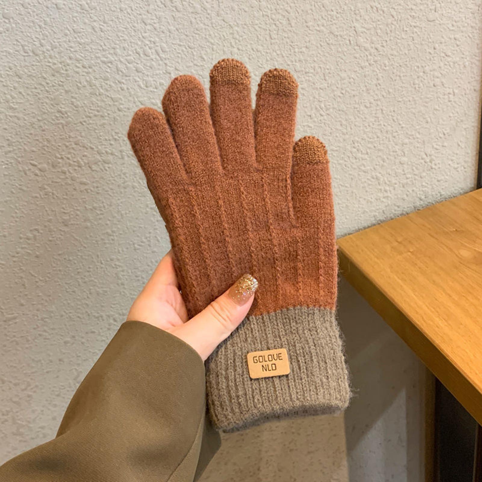 

Thermal Knit Touchscreen Gloves Warm Fleece Lined Knit Gloves with Touchscreen for Cold Weather Protect Hands помаранчевий