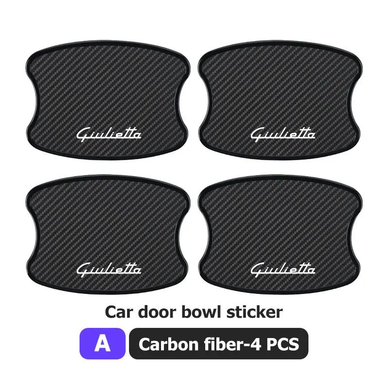 

For Alfa Romeo 2026 Hot Sticker 4PCS Car Doorknob Frame Decoration Cover Trim Anti-scratch Protective Stickers For Alfa Romeo Gi