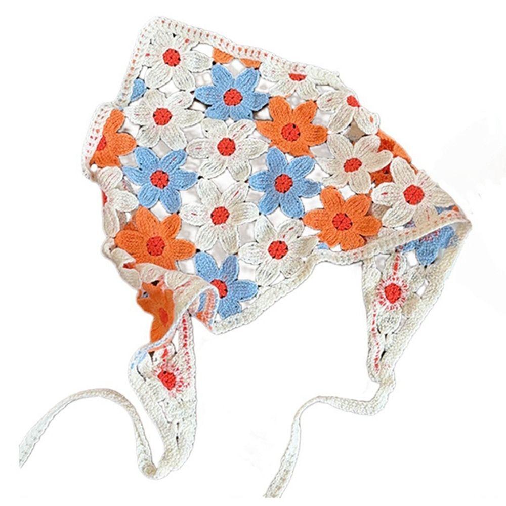 Hair Band Triangle Bandana Floral Crochet Bandana Vintage Knitted Headband Girls