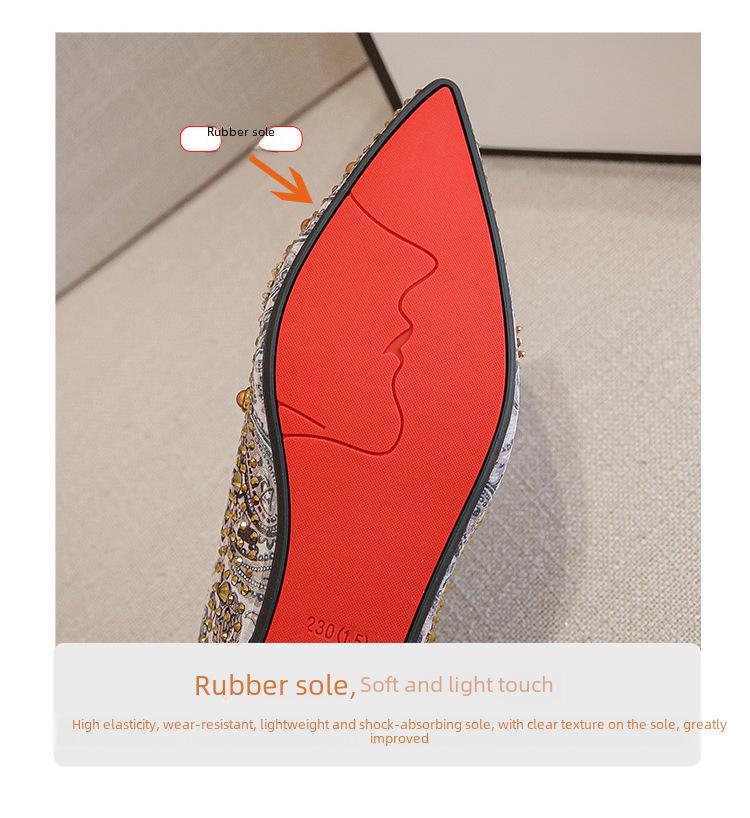 Damskor i etnisk stil med strass, Ny 2025 Vår/Höst-kollektion, Stora storlekar 41-43, Design med platt botten.