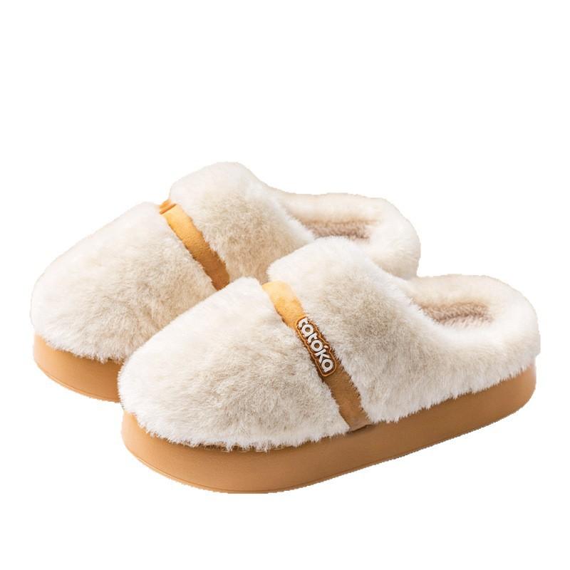 velvet cotton slippers home cotton mop autumn and winter indoor home non-slip couple slippers shoes bag head shoes