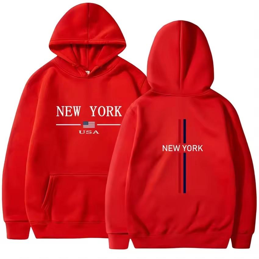 Men's High-Quality Hoodie New York Urban Print Casual Streetwear Sweatshirt Daily Tracksuit Jogging Top for Urban Clothing