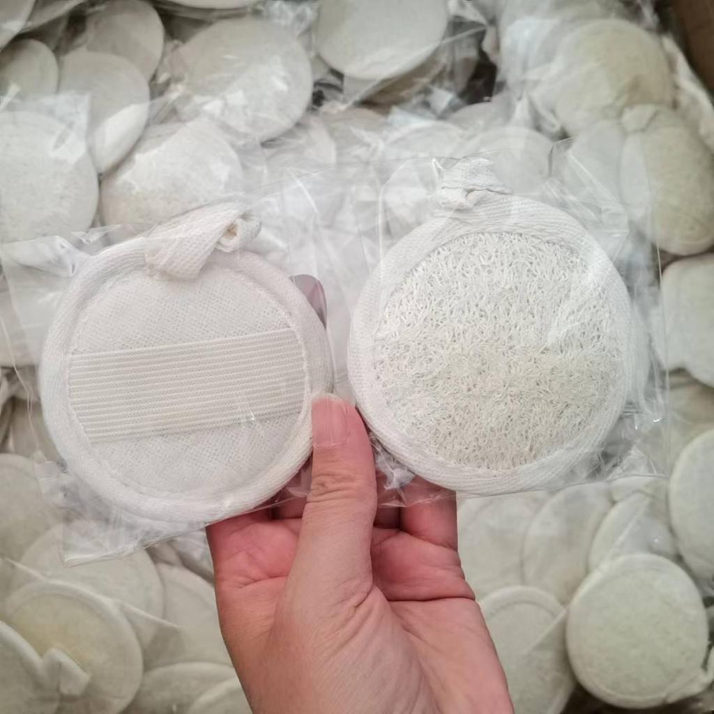Summer Loofah Bath Scrubber Slices: Cotton & Linen Back Scrubber with Dotted Design