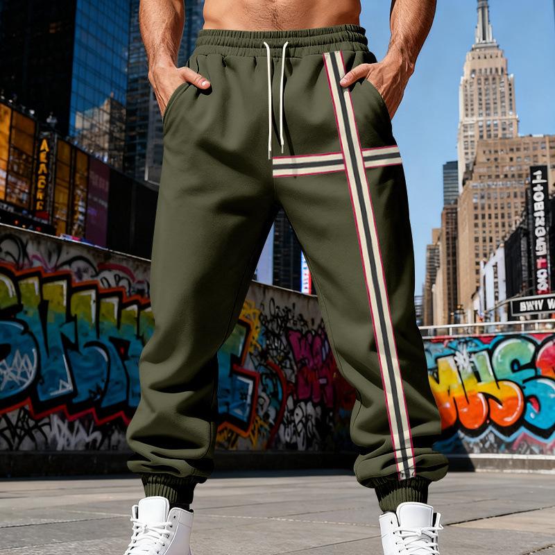 Venkovní pánské sametové volné jednoduché retro trendy sportovní joggingové kalhoty