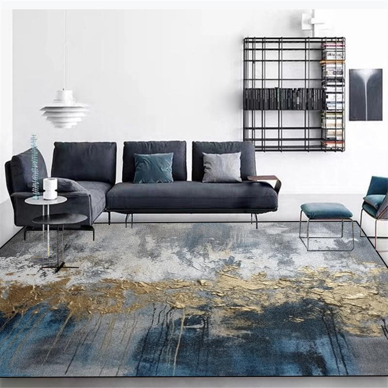 Nordic Abstract Carpet Living Room Decor Golden Rug for Bedroom 200x300 Lounge Coffee Tables Mat Anti Slip Washable Entrance Mat