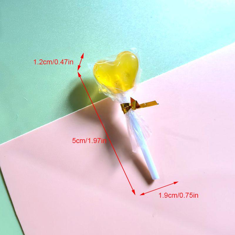 1/12 Dollhouse Simulation Heart Lollipop Dollhouse Miniature Candy Ornament Dolls House Food Accessories Pretend Play Toys