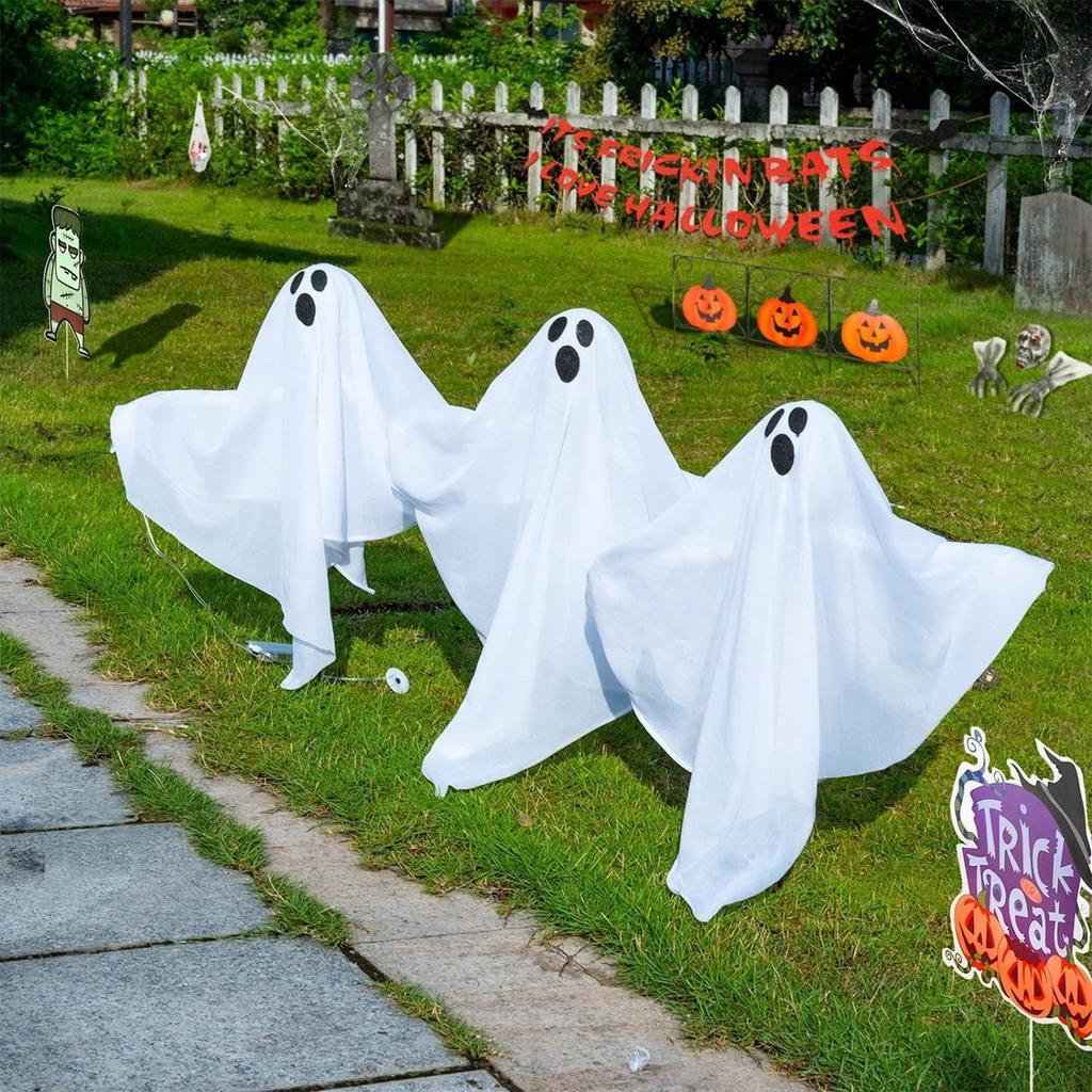 Halloween Decorative Props LED Light-up 3-piece Set, Outdoor Party Grass Ground Insert .