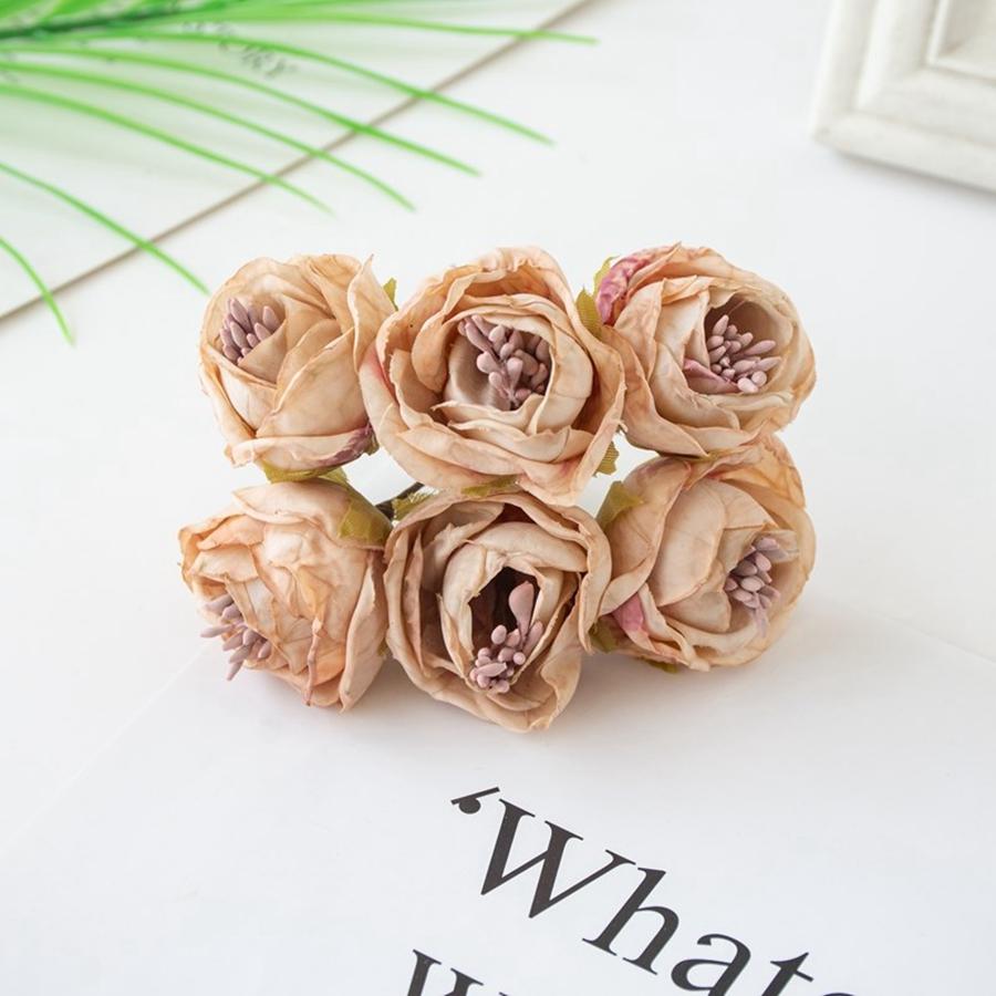 6 Stück Künstliche Blumen Seide Staubblatt Rose Für Hochzeit Brautstrauß Deko Zuhause Wohnzimmer Bonsai DIY Weihnachts-Kranz Zubehör