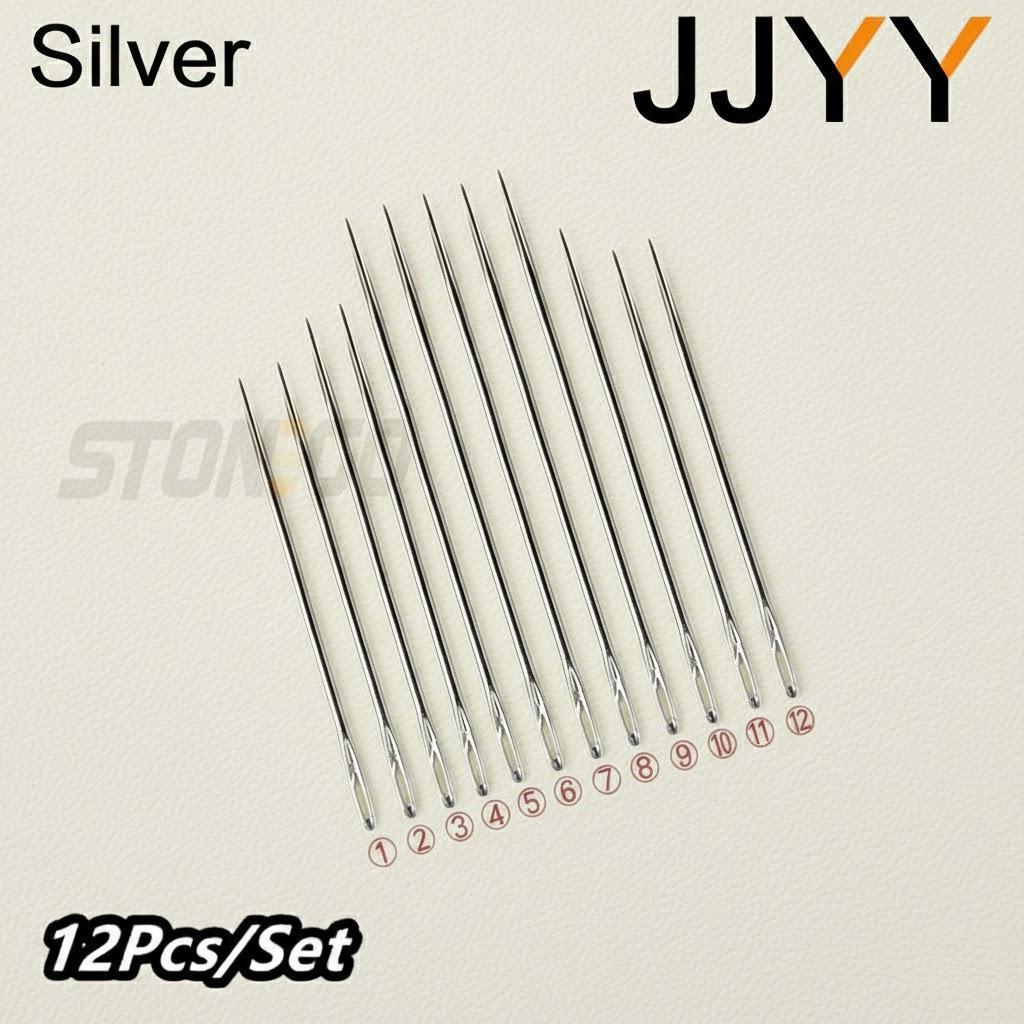 

12pcs Large Needle Side Hole Sewing Blind Needle Set Handmade Home Sewing Stainless Steel Thread Needles срібний