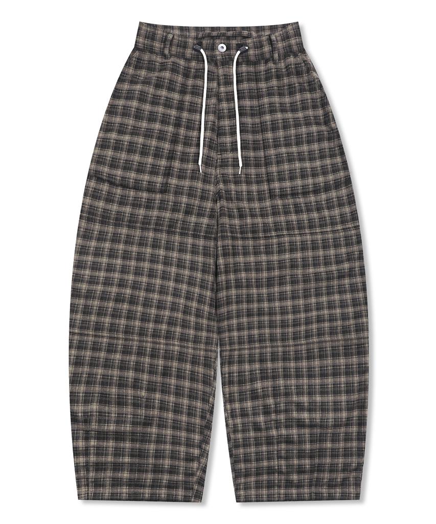 GLACK Gp181 Rope Tie Check Lounge Pants (Brown)