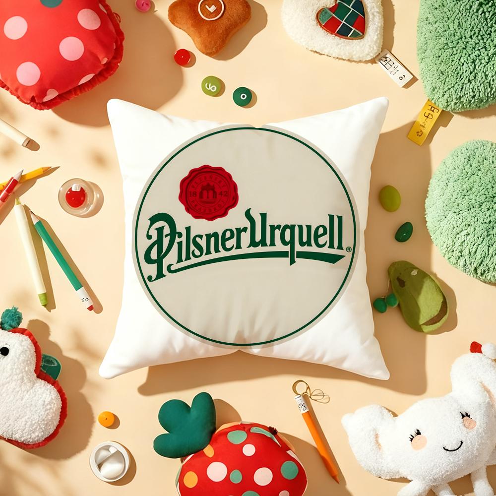 P-Pilsner-U-Urquells Beer Brand Cushion Cover Plush Fabric Soft Double-Sided Printed Sofa Warm Winter Home Gift Pillow Cover