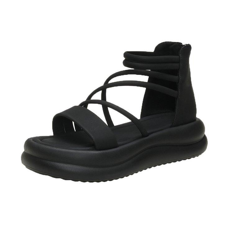 Strap-on Sandals Women's Summer 2025 New Popular Retro Fashion Small Muffin Platform Roman Sandals