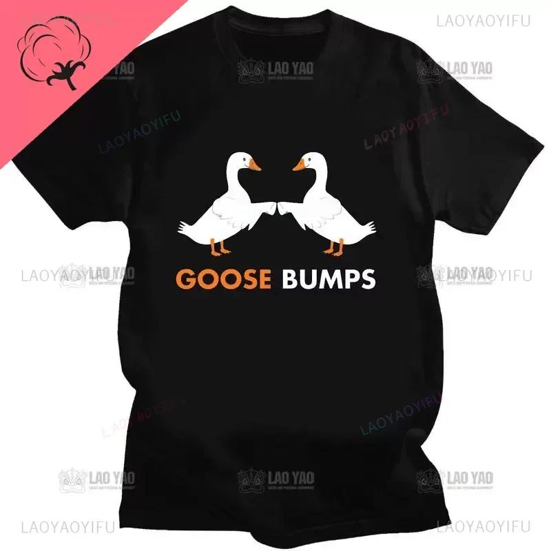 Kawaii Koszulka z Gęsią Zabawna Koszulka Gęsia Skórka Głupia Gęś Kobiety Mężczyźni Casualowe Topy do Dojazdów Oversizowa Koszulka Camisetas Koszulki na Zamówienie