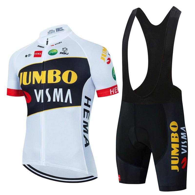 Jumbo Visma Cycling Jersey Set Short Sleeve Mens Breathable Quick Dry Mountain Road Bike Apparel