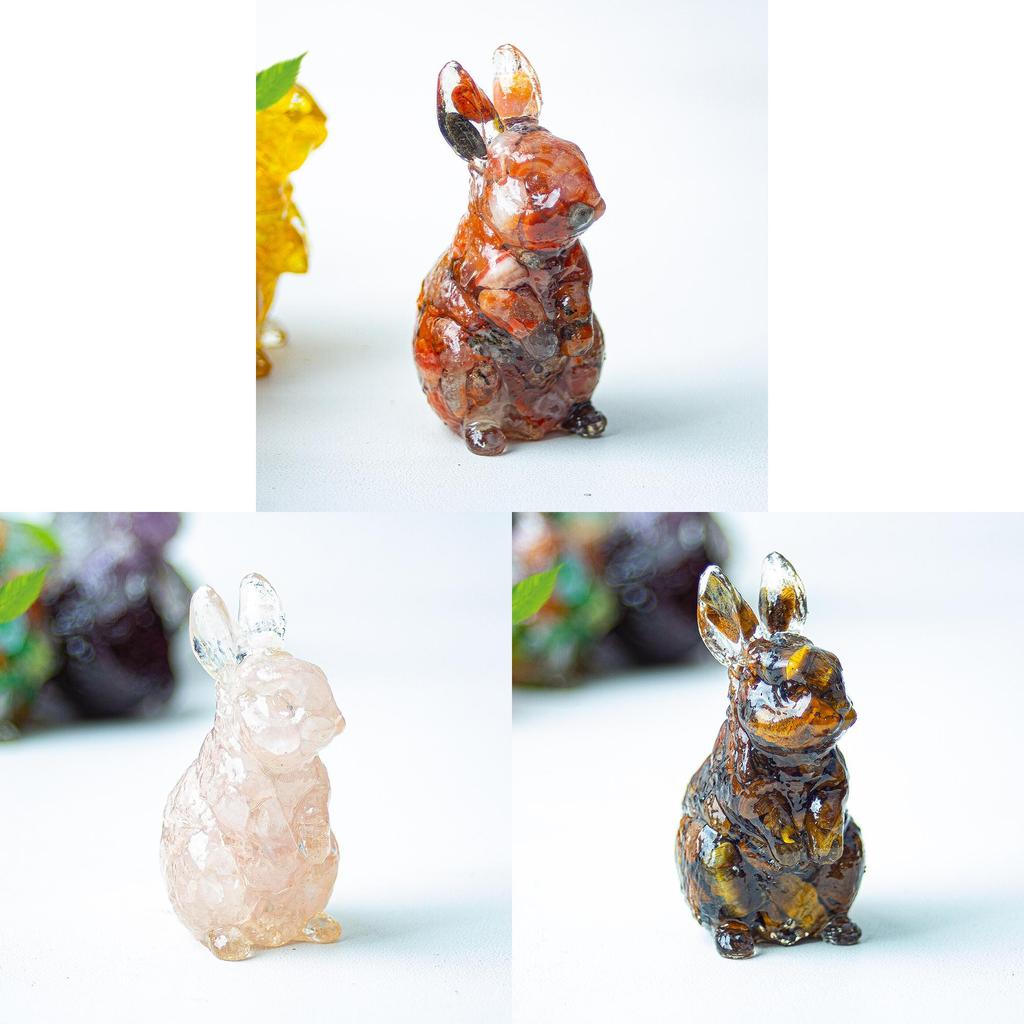 Resin Crystal Standing Bunny Decor For Home Office Gift Collectible