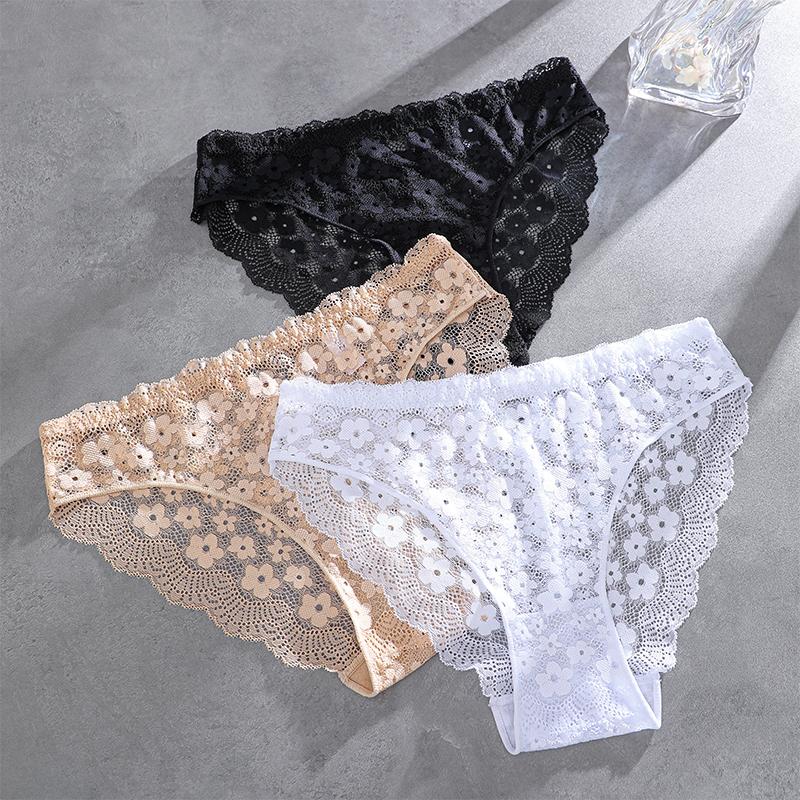 4Pcs Women Lingerie Sexy Lace Panties Soft Fashion Panties Hollow Out Underwears Pantys Underpant Lingerie Lace Intimates S-XL