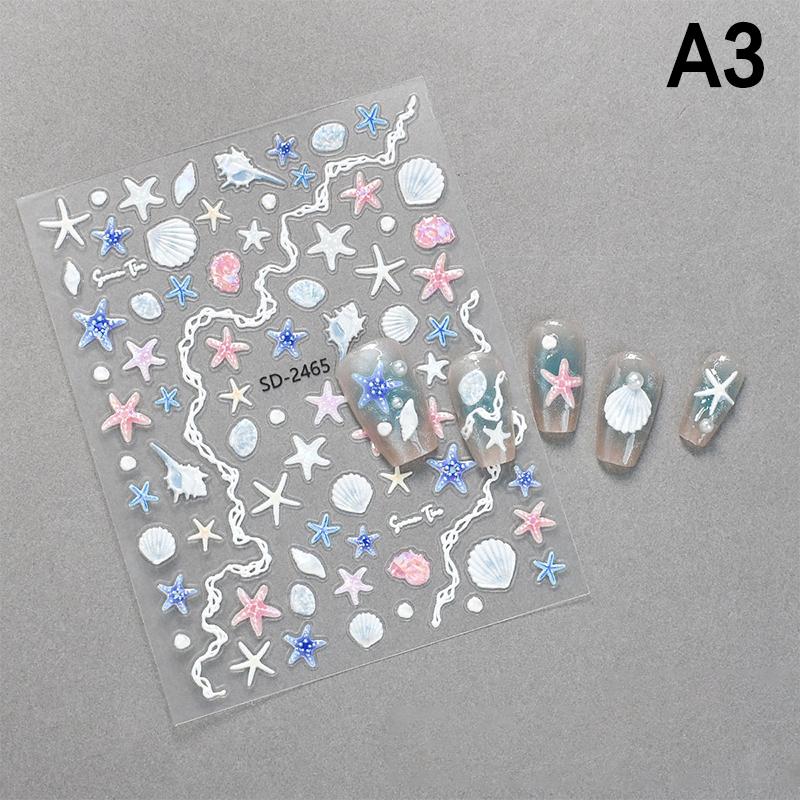 

DIY Декоративная тема морской жизни для креативного нейл-арта Милые наклейки на ногти в виде ракушек и морских звезд 5D самоклеящиеся летние наклейки для маникюра