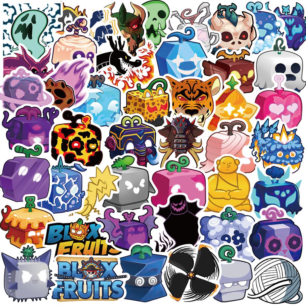 50PCS Game Blox Fruits Stickers Pack DIY Phone Laptop Luggage Skateboard Graffiti Decals Funny Fancy Sticker For Kid Audlt Toys