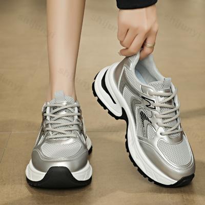 Women's Platform Sneakers 2026 Spring New Breathable Mesh Comfort Soft Designer Casual Sports Shoes Daily Versatile Chunky Shoes