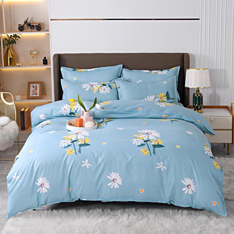 Solstice Home Textile Cyan Cute Cat Kitty Duvet Cover Pillow Case Bed Sheet Boy Kid Teen Girl Bedding Covers Set King Queen Twin