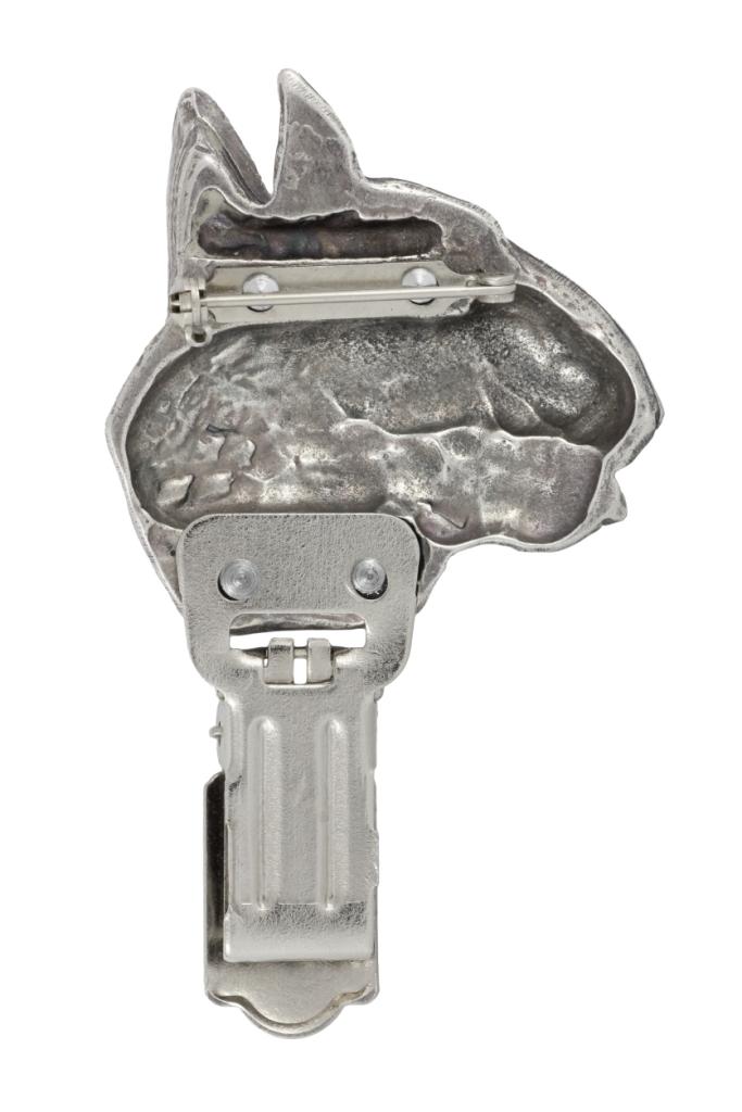 Bull Terrier, Bully – Brooch with a clip, holder for a start number – Design 01 | Art-Dog