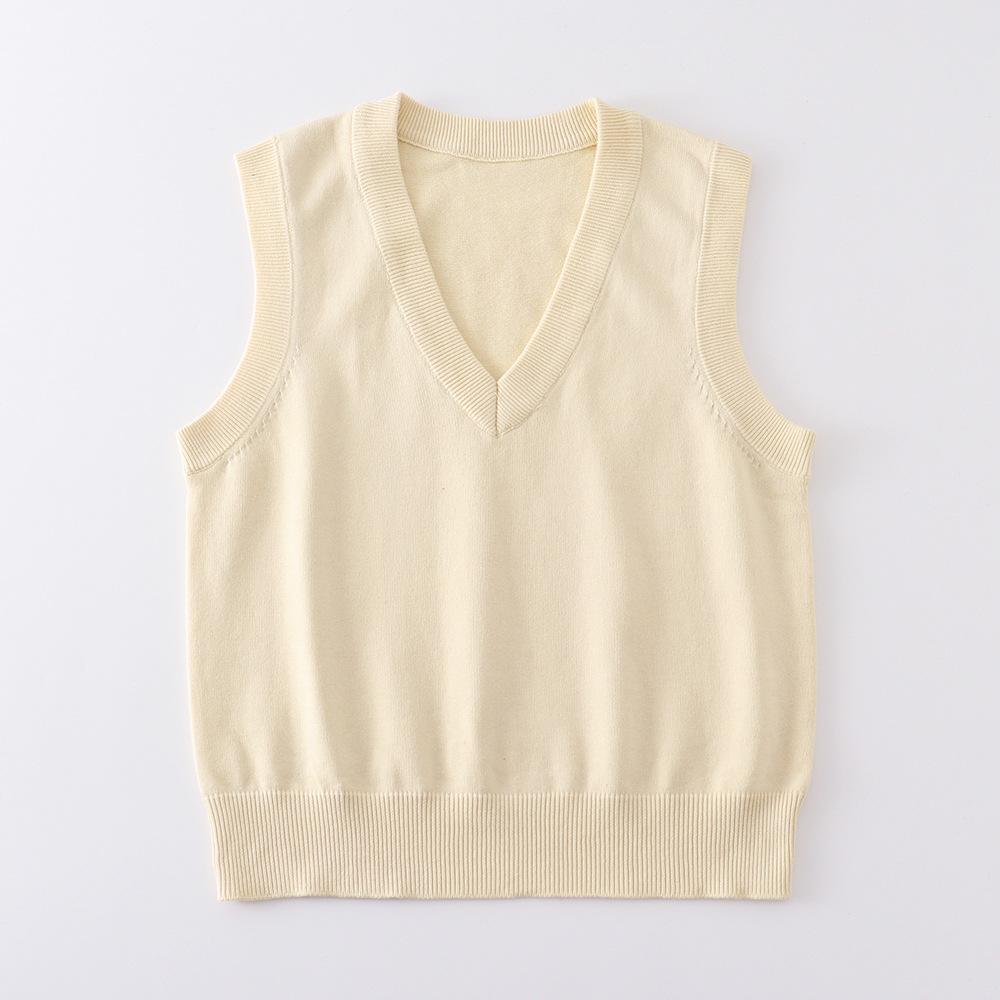 Fashion Comfortable Basic Pullover Sweater Uniform Undershirt Undershirt Sleeveless Thin Solid Color Female Student Knitwear
