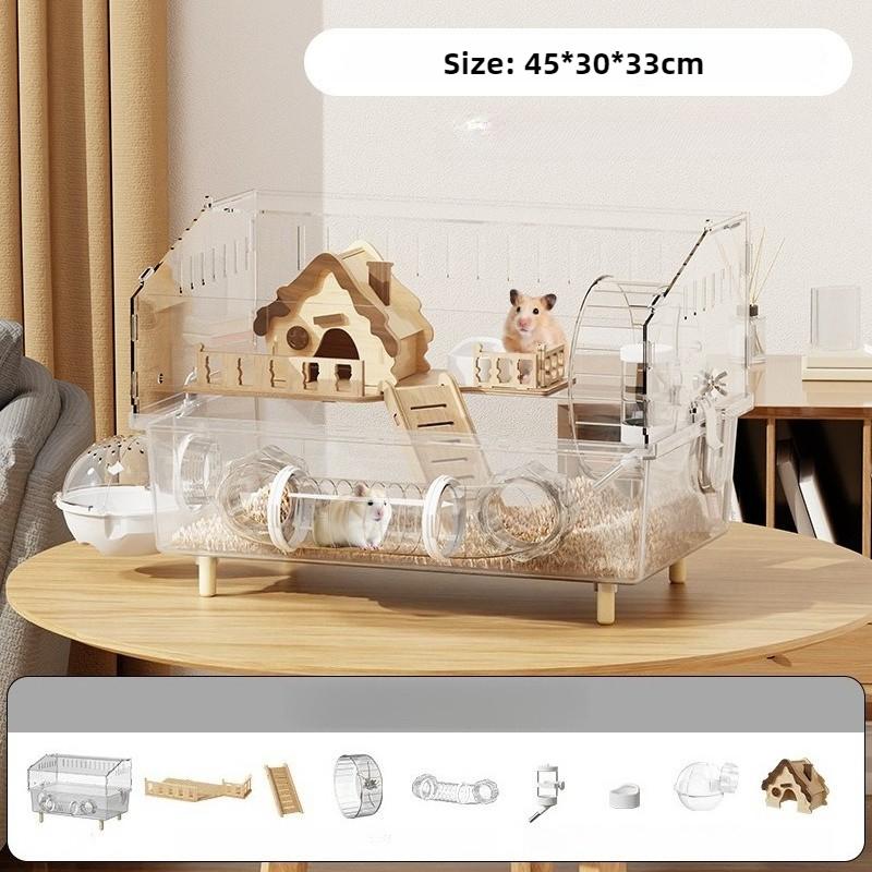 

Luxury Hamster Cage Transparent Hamster Cages Acrylic Large Feeding and Water Hamsters Accessories Hideout Houses and Habitats