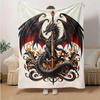 1pc Black Dragon with Sword Blanket  Home Decorative for All Seasons, Living Room, Travel, Camping