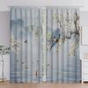 2PC Home flowers and birds Curtains With Landscape Background And Pole Pocket Curtains   Kitchen   Coffee Shop   Living Room   Bacon