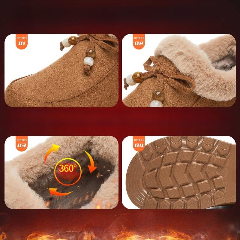Neue vielseitige Fleece-Schneestiefel für Damen, modische einteilige Anti-Rutsch-Baumwollschuhe