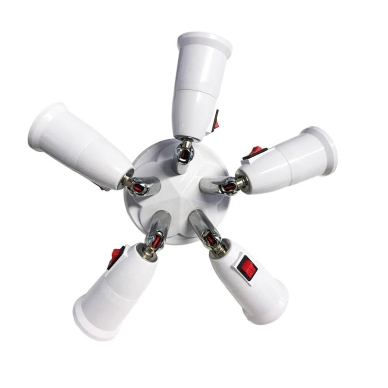 360 Grad verstellbarer 2/3/4/5 in 1 E27 Splitter Steckdosenadapter E27 Standard LED-Birnen verstellbar für Büroflur
