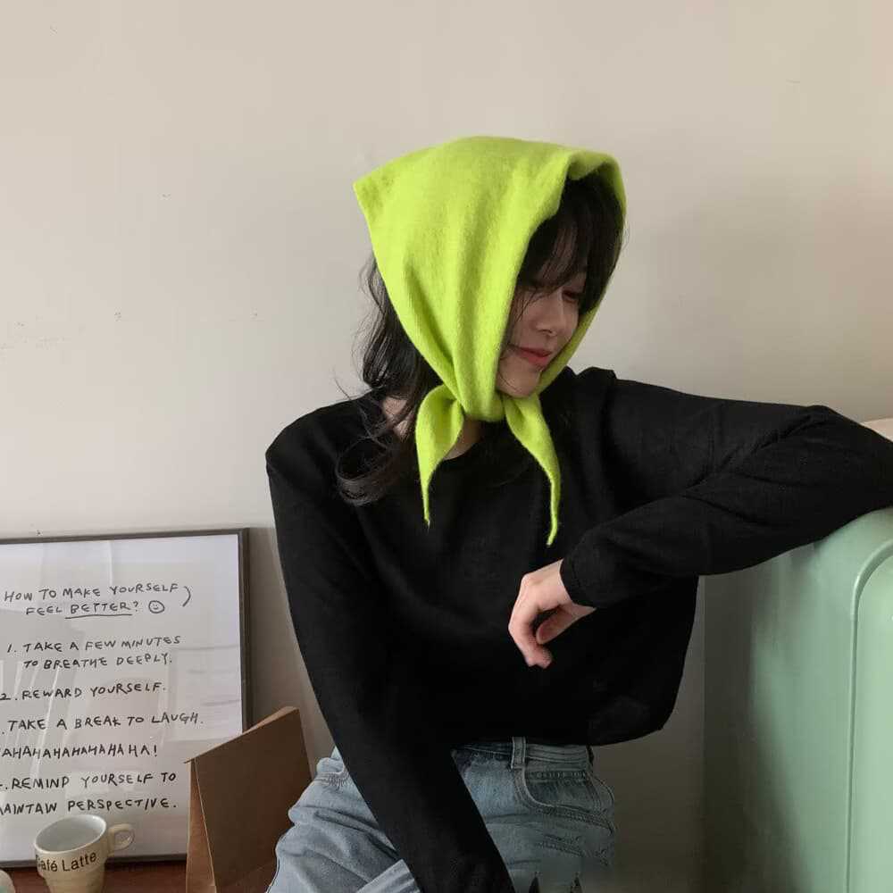 Solid color multi-functional knitted scarf autumn and winter triangle scarf headscarf thermal shawl knitted scarf face scarf