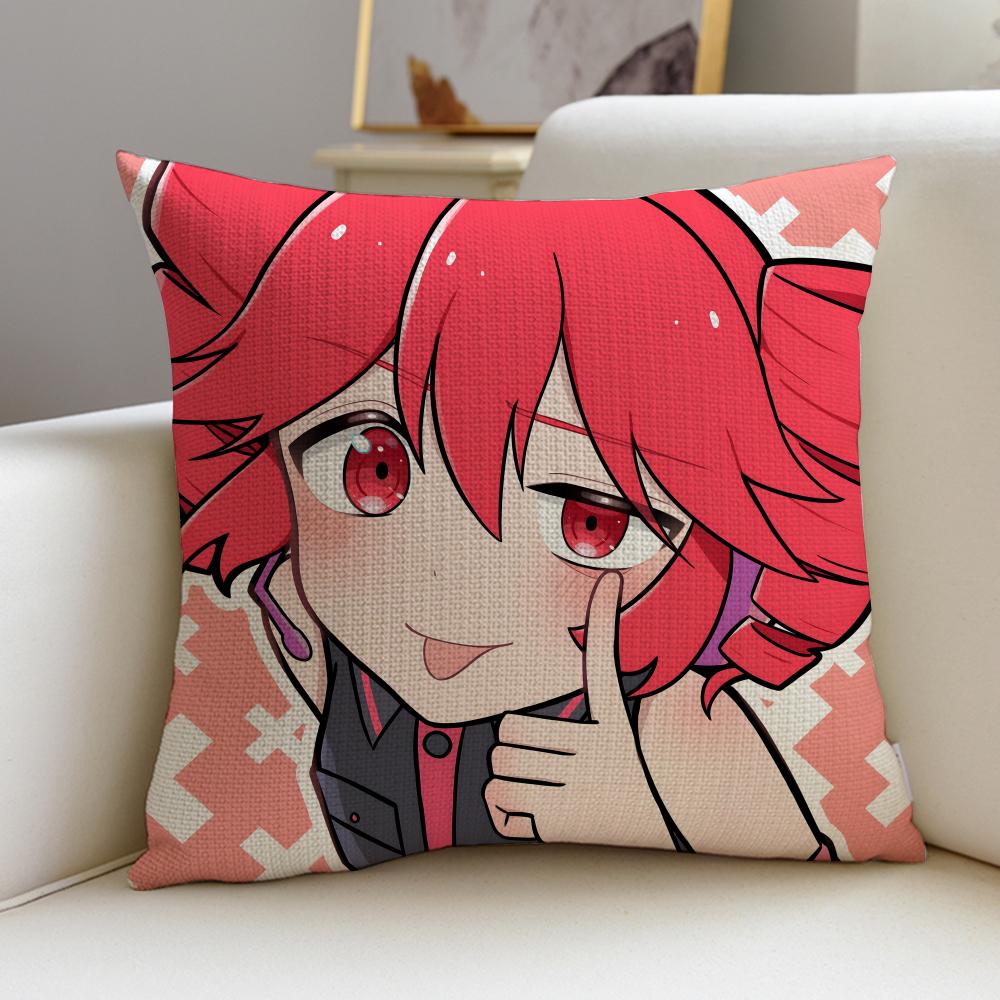 Cute KKasane Teto AnimeS Cushion Cover Breathable and skinfriendly linen pillowcase square removable and washable cushion