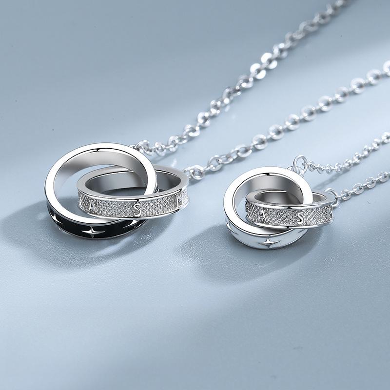 Doppelring Epoxid-Paar-Halskette Ein Paar Japanische und Koreanische Nischen-Designs High-End-Geschenke für Schüler zum Valentinstag