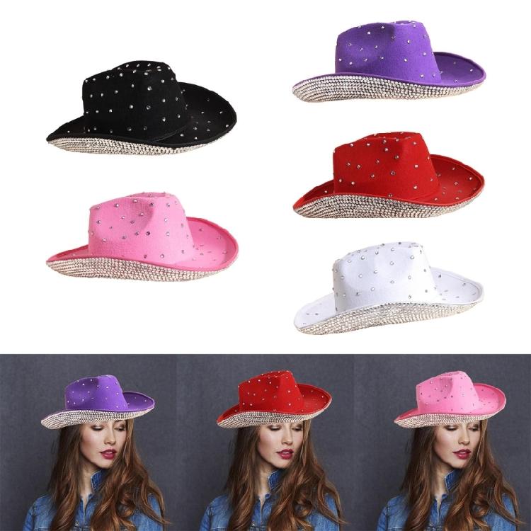 Cowgirl Hat Sparkly Cowboy Hat Panama Hat for Parties Music Festivals