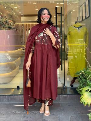 Women Designer Party Wear Kurti Pant Dupatta Set Indian Bollywood Top Tunic Salwar Suit Dress