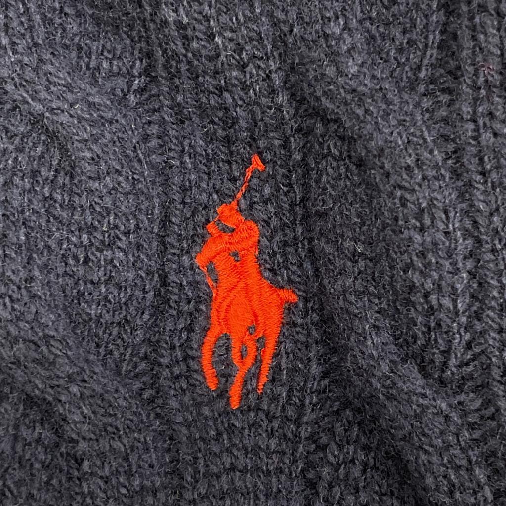 Polo Ralph Lauren Granatowy Kardigan z Warkoczowym Splotem z Wełny Kaszmirowej S GranatowyUżywany