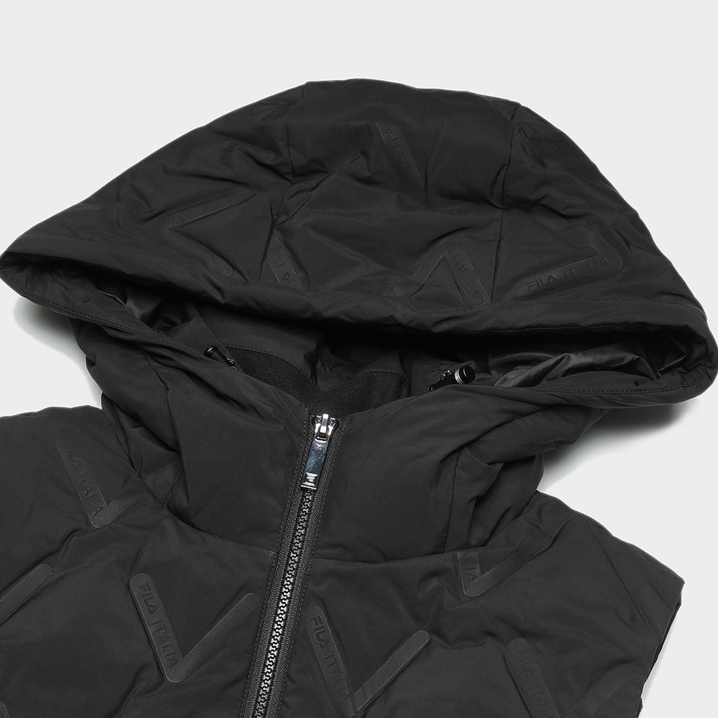 Fila Emerald Solid Color Hooded Casual Loose Down Vest Women Vests Black F11W344926F-BK