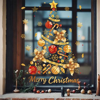 Holiday Window Stickers with Snowflake and Tree Designs Designed for Easy Application and Removal On Various Glass Surfaces